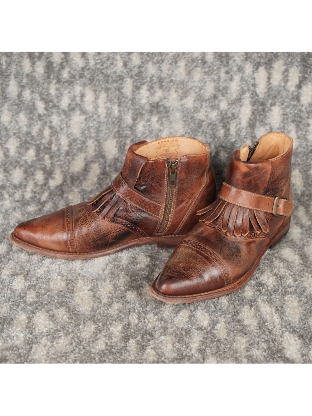 Bed Stu Cobbler Ankle Bootie With Fringe Women’s US8 Brown Leather Inside & Out - Picture 2 of 15